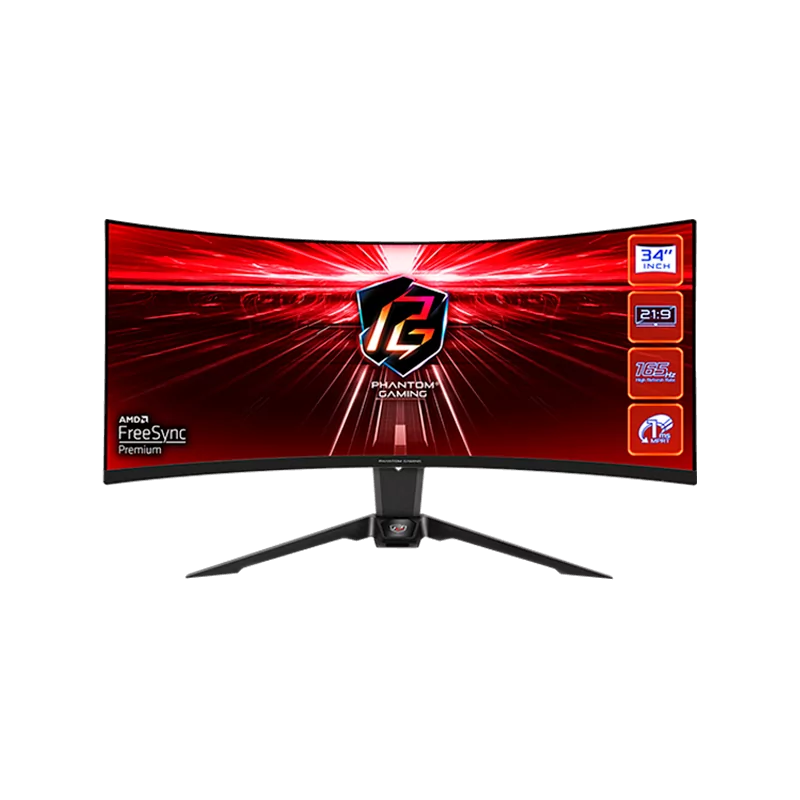 Asrock Curved Gaming Monitor, 34" WQHD(3440x1440) 1500R VA, 165 Hz, 115% sRGB, 3000:1, 550 cd/m², 178º/178º, 1ms (MPRT), Flicker Asrock Curved Gaming Monitor, 34" WQHD(3440x1440) 1500R VA, 165 Hz, 115% sRGB, 3000:1, 550 cd/m², 178º/178º, 1ms (MPRT), Flicker