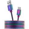 CANYON UC-7 Type C USB 2.0 standard cable, Power output 5V/9V 2A, OD 3.8mm, metal shell, cable length 1.2m, Rainbow, 14*6*1000mm