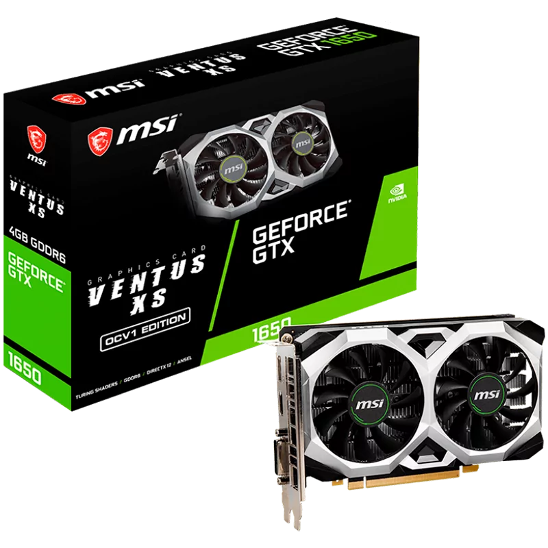 MSI Video Card Nvidia GTX 1650 D6 VENTUS XS V1 (GTX1650, 4GB, GDDR6, 128bit, HDMI, DP, DVI-D) - 1