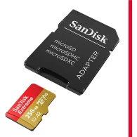 SanDisk Extreme microSDXC 256GB + SD Adapter + 1 year RescuePRO Deluxe up to 190MB/s & 130MB/s Read/Write speeds A2 C10 V30 UHS-