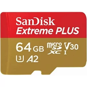 SanDisk Extreme PLUS microSDXC 64GB + SD Adapter + 2 years RescuePRO Deluxe up to 200MB/s & 90MB/s Read/Write speeds A2 C10 V30 