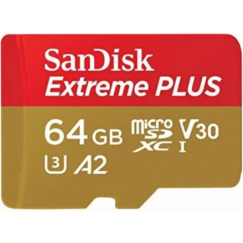 SanDisk Extreme PLUS microSDXC 64GB + SD Adapter + 2 years RescuePRO Deluxe up to 200MB/s & 90MB/s Read/Write speeds A2 C10 V30 