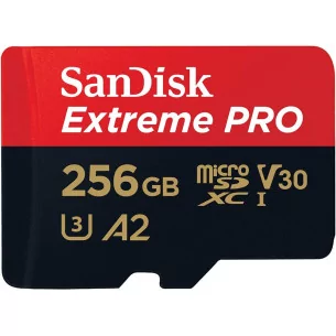SanDisk Extreme PRO microSDXC 256GB + SD Adapter + 2 years RescuePRO Deluxe up to 200MB/s & 140MB/s Read/Write speeds A2 C10 V30