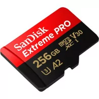 SanDisk Extreme PRO microSDXC 256GB + SD Adapter + 2 years RescuePRO Deluxe up to 200MB/s & 140MB/s Read/Write speeds A2 C10 V30