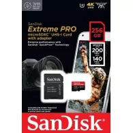SanDisk Extreme PRO microSDXC 256GB + SD Adapter + 2 years RescuePRO Deluxe up to 200MB/s & 140MB/s Read/Write speeds A2 C10 V30