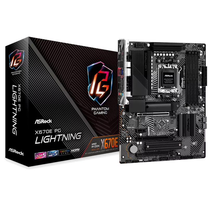 ASROCK MB Desktop X670E PG Lightning, AM5, 4x DDR5, 1x PCIe 5.0 x16, 2x PCIe 4.0 x16, 1x PCIe 4.0 x1, 4x SATA3, 1x Hyper M.2 (PC