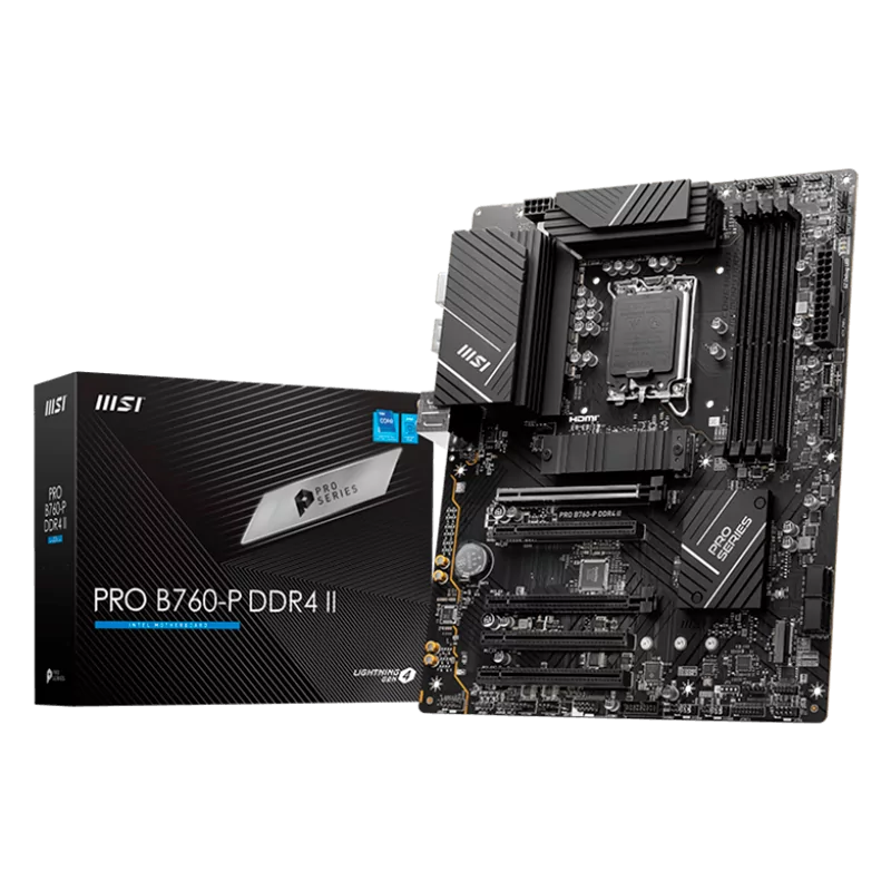 MSI Main Board Desktop PRO B760-P DDR4 II (LGA 1700, 4xDDR4,max 5333 OC, 5xPCI-E X16, 4xSATA6g, 2xM.2, RAID, 6xUSB3.2 Gen1, 4xUS