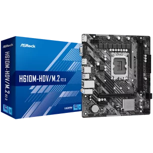 ASROCK Main Board Desktop H610M-HDV/M.2 (S1700, 2x DDR4, 1x PCIe 4.0 x16, 1x PCIe 3.0 x1, 4x SATA3 6.0Gb/s, 1x m.2 PCIe, 4x USB
