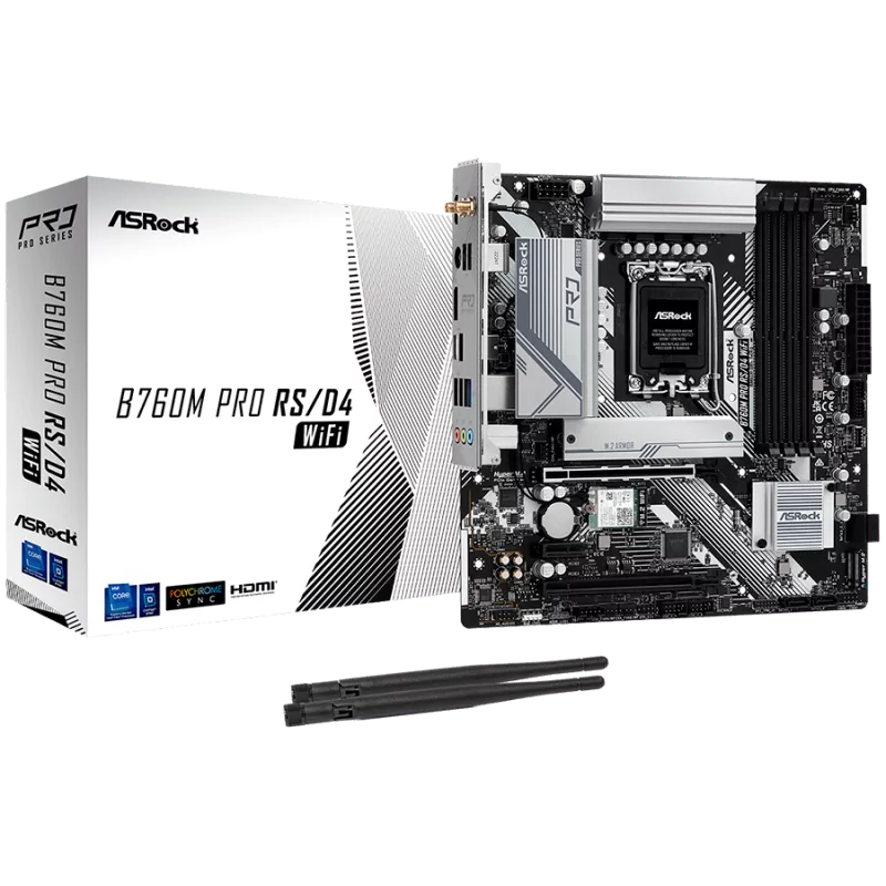 ASROCK MB Desktop B760M Pro RS Wi-Fi (S1700, 4x DDR4, 2x PCIe 4.0 x16, 1x PCIe 4.0 x1, 1x Hyper M.2 PCIe Gen4x4, 4x SATA3, 2x US