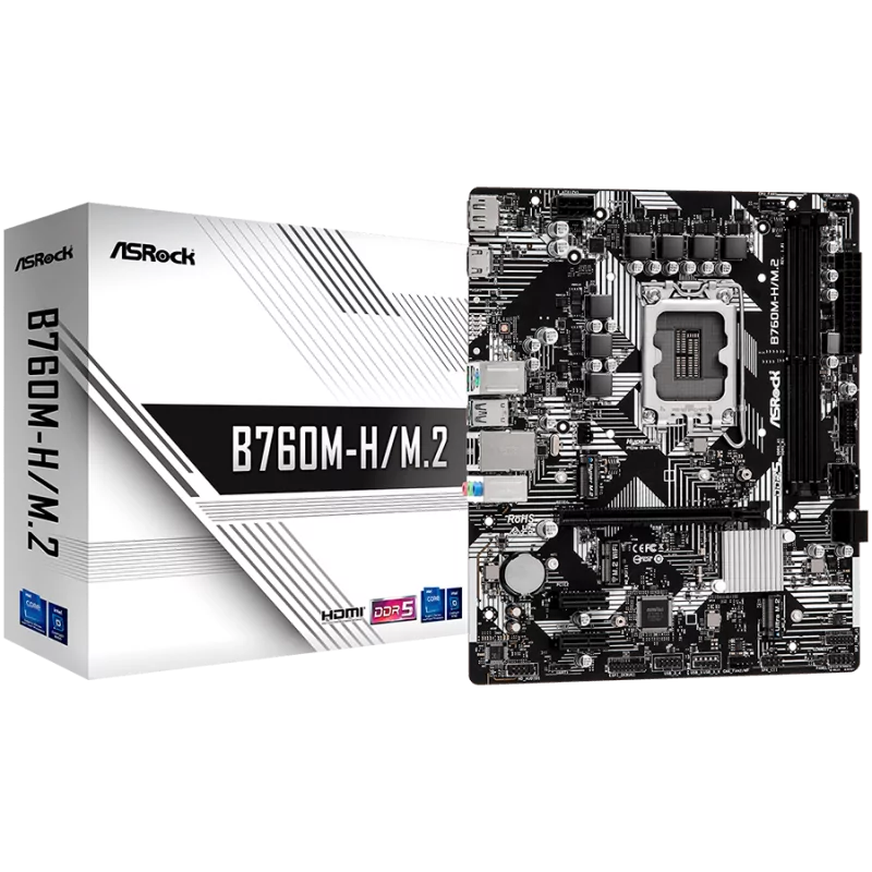 ASROCK MB B760 2 x DDR5 1 x HDMI Port 1 x DisplayPort 4 x SATA3 2 x Ultra M.2 Micro ATX - 1