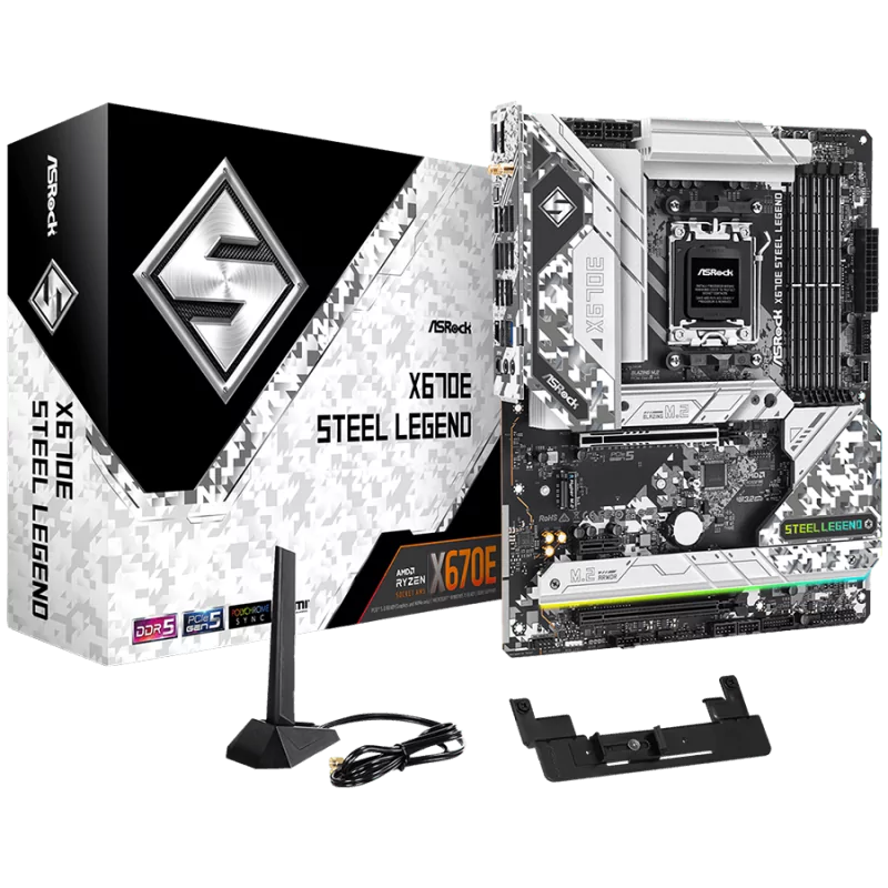 ASROCK MB Desktop X670E Steel Legend, AM5, 4x DDR5, 1x PCIe 5.0 x16, 1x PCIe 3.0 x16, 1x PCIe 3.0 x1, 4x SATA3, 3x Hyper M.2 (PC