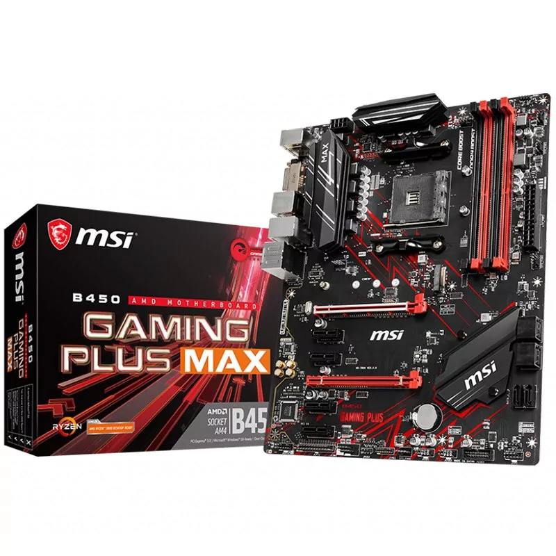MSI B450 GAMING PLUS MAX,ATX,Socket AM4,AMD B450 Chipset,4 DIMMs,Dual Channel DDR4 up to 4133(OC)MHz,1x PCIe 3.0 x16 slot,1x M.2
