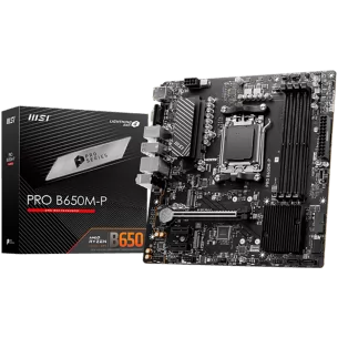 MSI PRO B650M-P,ATX, Socket AM5,AMD B650, 4xDDR5, Dual Channel DDR5 up to 7200+(OC)MHz,1x PCIe 4.0/3.0 x16 slot,2x M.2 slots,2x 