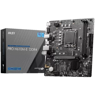 MSI PRO H610M-E, mATX, LGA 1700, Dual Channel DDR5 5600+MHz, 1x PCIe x16 slot, 1x M.2 slot, 1x HDMI, 1x VGA, 2x USB 3.2 Gen 1, 4