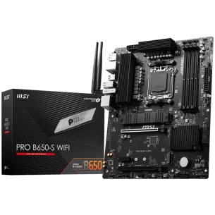 MSI PRO B650-S WIFI,ATX, Socket AM5,AMD B650 Chipset,4 DIMMs,Dual Channel DDR5 up to 7200+(OC)MHz,2x PCI-Ex16 slot, 2x M.2, 2x U