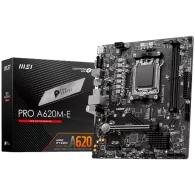 MSI PRO A620M-E, mATX, Socket AM5, Dual Channel DDR5 6800+MHz, 1x PCIe x16 slot, 1x M.2 slot, 1x HDMI, 1x VGA, 2x USB 3.2 Gen 1,