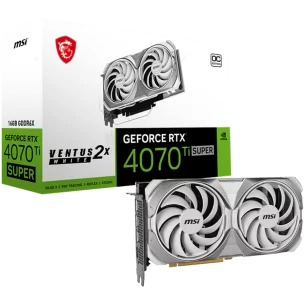 MSI Video Card Nvidia GeForce RTX 4070 TI SUPER 16G VENTUS 2X WHITE OC, 16GB GDDR6X, 256bit, Boost: 2640 MHz, 21Gbps, 8448 CUDA