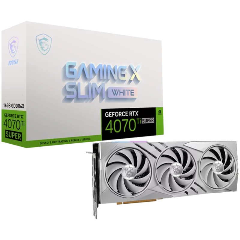 MSI Video Card Nvidia GeForce RTX 4070 Ti SUPER 16G GAMING SLIM WHITE, 16GB GDDR6X, 256-bit, 21 Gbps Effective Memory Clock, 267