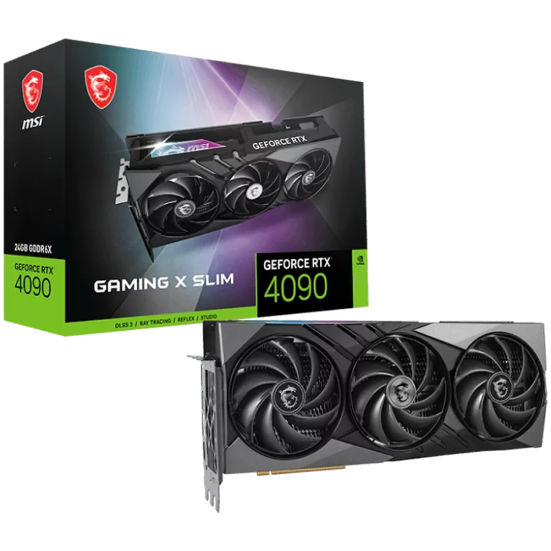 MSI Video Card Nvidia GeForce RTX 4090 GAMING X SLIM 24G, 24GB GDDR6X, 384-bit, 21 Gbps Effective Memory Clock, 2595 MHz Boost, 
