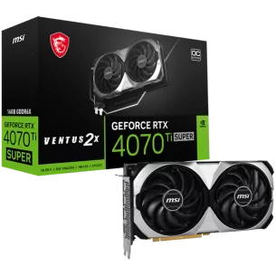 MSI Video Card Nvidia GeForce RTX 4070 TI SUPER 16G VENTUS 2X OC, 16GB GDDR6X, 256bit, Boost: 2640 MHz, 21Gbps, 8448 CUDA Cores,