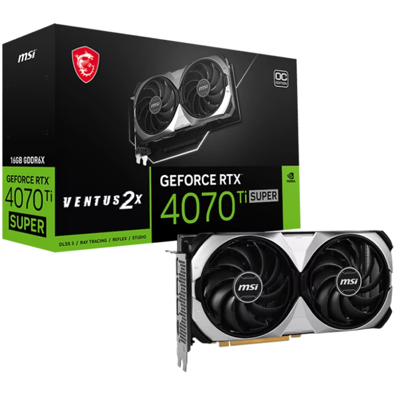 MSI Video Card Nvidia GeForce RTX 4070 TI SUPER 16G VENTUS 2X OC, 16GB GDDR6X, 256bit, Boost: 2640 MHz, 21Gbps, 8448 CUDA Cores,