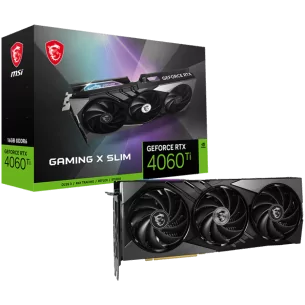 MSI Video Card Nvidia GeForce RTX 4060 Ti GAMING X SLIM 16G, 16GB GDDR6X, 128-bit, 2670 MHz Boost, 4352 CUDA Cores, PCIe 4.0, 3x