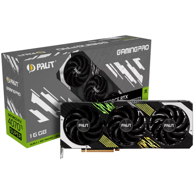Palit RTX 4070Ti Super GamingPro OC 16GB GDDR6X, 256 bit, 1x HDMI 2.1a, 3x DP 1.4a, 3 Fan, 1x 16-pin power connector, recommende