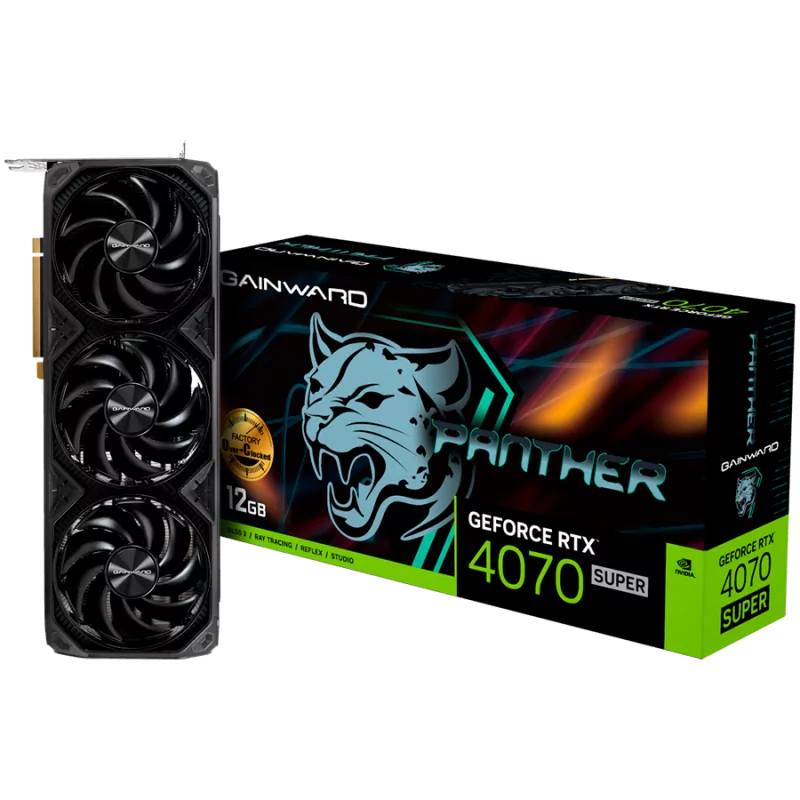 Gainward GeForce RTX 4070 Super Panther OC 12GB GDDR6X, 192 bit, 1x HDMI 2.1, 3x DP 1.4a, 3 Fan, 1x 16-pin power connector, reco Gainward GeForce RTX 4070 Super Panther OC 12GB GDDR6X, 192 bit, 1x HDMI 2.1, 3x DP 1.4a, 3 Fan, 1x 16-pin power connector, reco