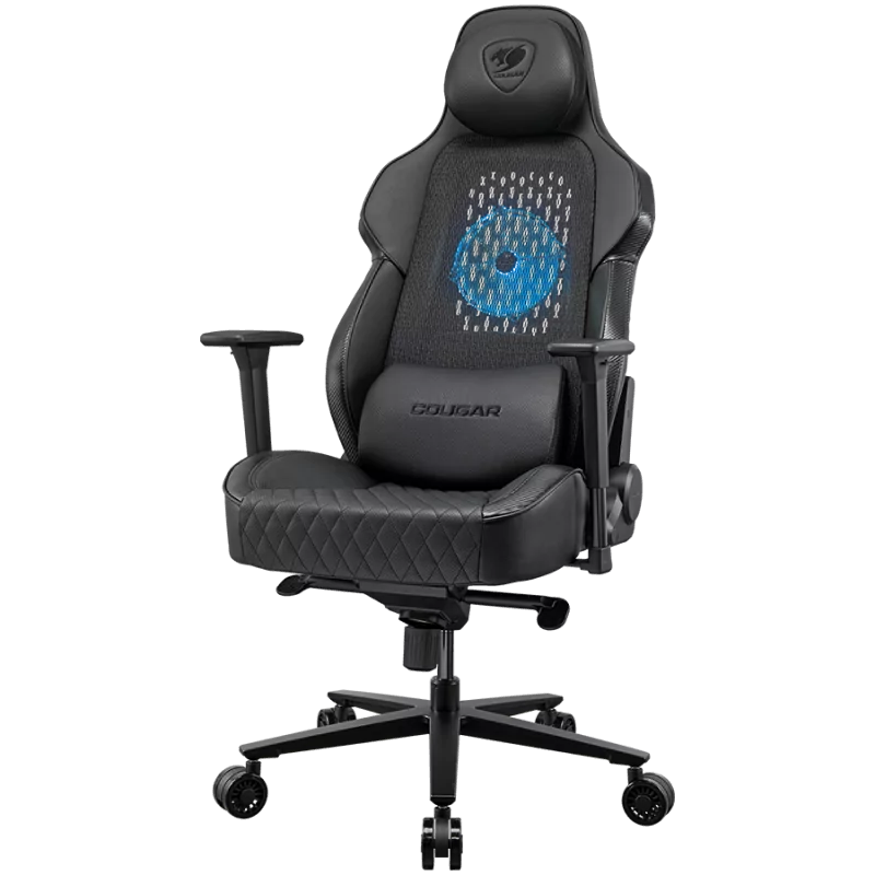 COUGAR Chair NxSys Aero Black, Breathable PVC LeatherHighly breathable mesh cloth, 150º Reclining, RocX, Piston Lift Height Adju
