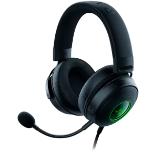 Razer Kraken V3, Gaming Headset, Detachable HyperClear Cardioid Mic, TriForce Titanium 50mm Drivers, Heat-Transfer Fabric/Leathe