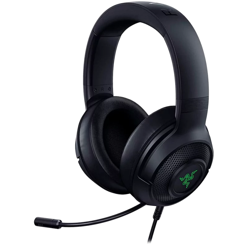 Razer Kraken V3 X USB, Gaming Headset, HyperClear Cardioid Mic, TriForce 40mm Drivers, Hybrid fabric and memory foam ear cushion