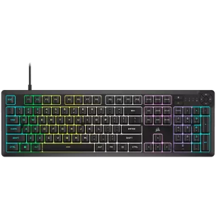 Corsair K55 CORE RGB Gaming Keyboard - Black, Fully customizable ten-zone RGB backlight, dedicated media control buttons, EAN:08