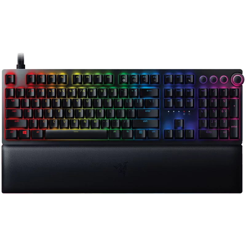 Razer Huntsman V2, Optical Gaming Keyboard with Near-zero Input Latency (Clicky Optical Switch), US Layout, Doubleshot PBT Keyca