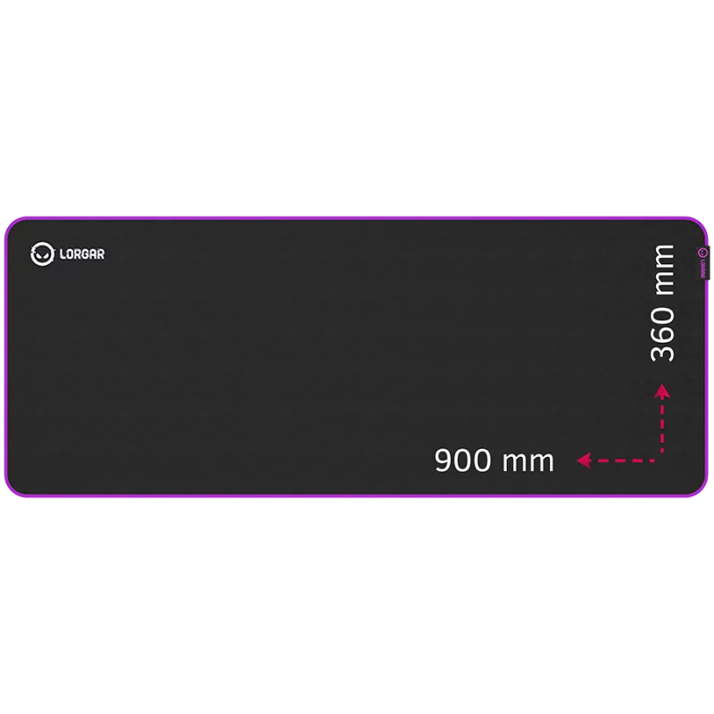 Lorgar Main 319, Gaming mouse pad, High-speed surface, Purple anti-slip rubber base, size: 900mm x 360mm x 3mm, weight 0.6kg - 1