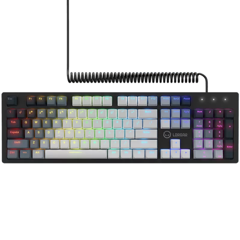 LORGAR Azar 514, Wired mechanical gaming keyboard, RGB backlight, 1680000 colour variations, 18 modes, keys number: 104, 50M cli