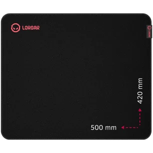 Lorgar Main 325, Gaming mouse pad, Precise control surface, Red anti-slip rubber base, size: 500mm x 420mm x 3mm, weight 0.4kg