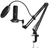 LORGAR Voicer 931, Gaming Microphone, Black, USB condenser microphone with desktop boom arm, pop filter, tripod stand, including