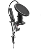 LORGAR Voicer 931, Gaming Microphone, Black, USB condenser microphone with desktop boom arm, pop filter, tripod stand, including