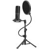 LORGAR Voicer 721, Gaming Microphone, Black, USB condenser microphone with tripod stand and pop filter, including 1 microphone, 