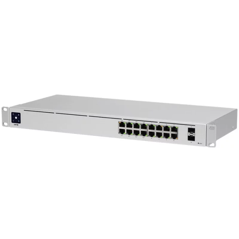 Ubiquiti USW-16-PoE 16-port Layer 2 PoE switch, 8 x GbE PoE+, 8 x GbE ports, 2 x 1G SFP ports, 42W total PoE Power, fanless - 1