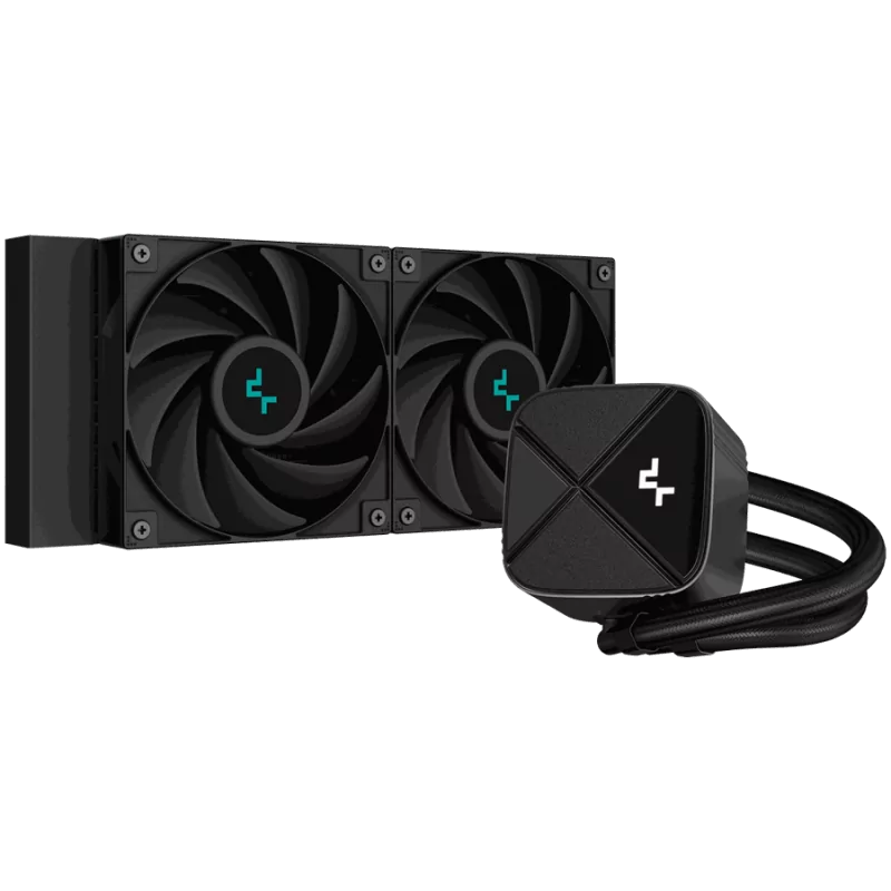 DeepCool LS520S Zero Dark, 360mm CPU Liquid Cooler, 2x120mm ARGB PWM Fans, Anti-Leak Technology, Black, LGA 1700/1200/1151/1150/