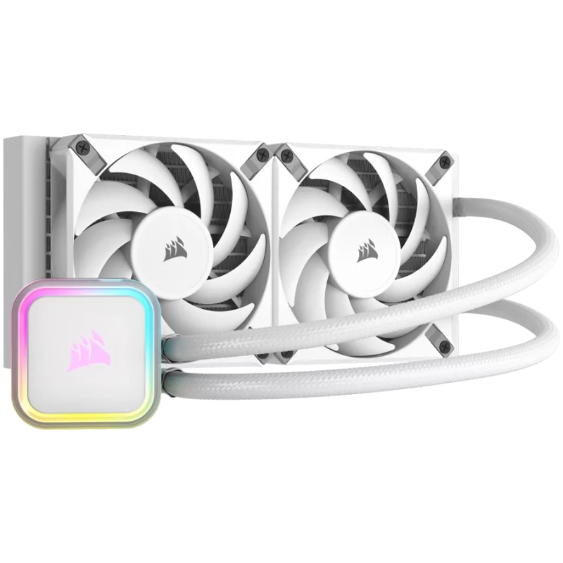 Corsair iCUE H100i RGB ELITE Liquid CPU Cooler - white, 277mm x 120mm x 27mm radiator, EAN: 0840006600282 - 1