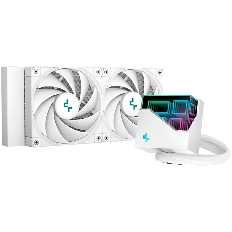 DeepCool LT520 WH, 240mm CPU Liquid Cooler, 2x120mm FK120 PWM FDB Fans, ARGB Multidimensional Infinity Mirror Top Cap, White, LG