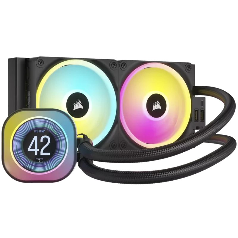 CORSAIR iCUE LINK H100i LCD AIO, 240mm Radiator, Liquid CPU Cooler, 277mm x 120mm x 27mm radiator, EAN: 0840006665885 - 1 CORSAIR iCUE LINK H100i LCD AIO, 240mm Radiator, Liquid CPU Cooler, 277mm x 120mm x 27mm radiator, EAN: 0840006665885 - 1