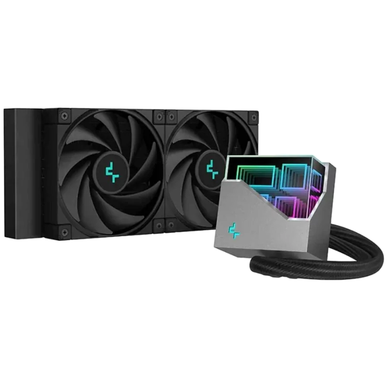 DeepCool LT520, 240mm CPU Liquid Cooler, 2x120mm FK120 PWM FDB Fans, 4th Gen Water Pump, ARGB Multidimensional Infinity Mirror T