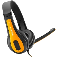 CANYON entry price PC headset, combined 3,5 plug, leather pads, Black-yellow