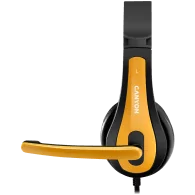 CANYON entry price PC headset, combined 3,5 plug, leather pads, Black-yellow