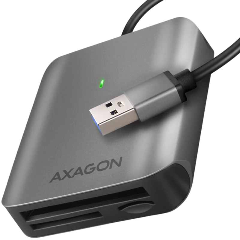 Axagon Aluminum high-speed USB-A 3.2 Gen 1 memory card reader. 3 slots, UHS-II. - 1 Axagon Aluminum high-speed USB-A 3.2 Gen 1 memory card reader. 3 slots, UHS-II. - 1