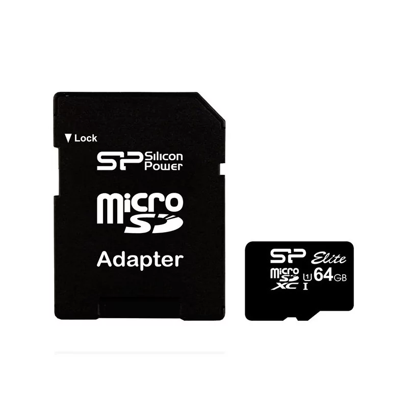 Silicon Power Elite /class 10 64GB mSD Card UHS-1 (U1) R/W: up to 85/10 MB/s, ECC function, Shock/water/x-ray-proof, w/ adapter, Silicon Power Elite /class 10 64GB mSD Card UHS-1 (U1) R/W: up to 85/10 MB/s, ECC function, Shock/water/x-ray-proof, w/ adapter,