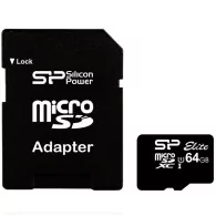 Silicon Power Elite /class 10 64GB mSD Card UHS-1 (U1) R/W: up to 85/10 MB/s, ECC function, Shock/water/x-ray-proof, w/ adapter,